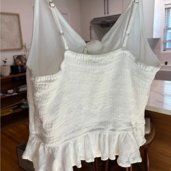 Japna White Gauze Tie-Front Spaghetti Strap Camisole - Picture 7 of 7